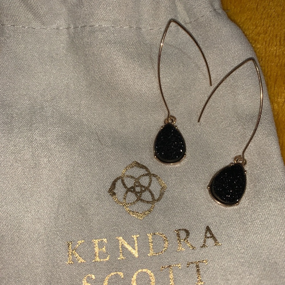 black drusy kendra scott drop earrings